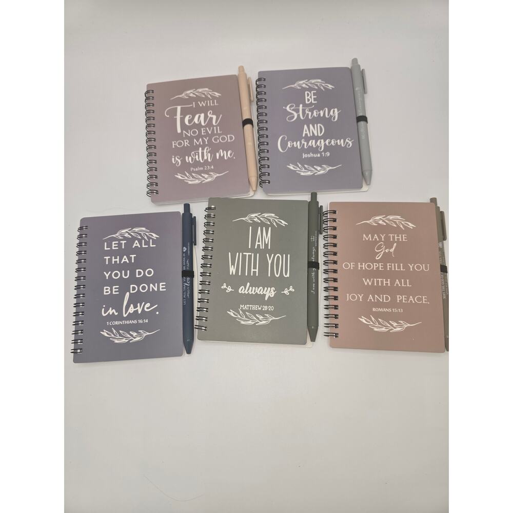 5-Pack of Inspirational Religious Notebooks & Matching Pen w/Scriptures
